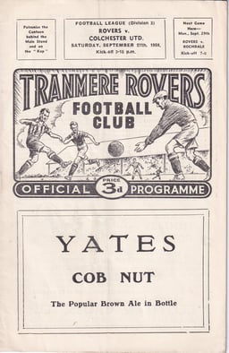 Tranmere Rovers v Colchester United Match Programme 1958-09-27